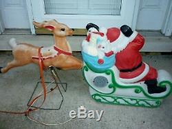 Blow Mold Reindeer Empire Santa Sleigh & Reindeer Christmas Plastic 22