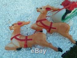 Blow Mold Reindeer Empire Santa Sleigh & Reindeer Christmas Plastic 22