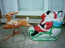 Blow Mold Reindeer Empire Santa Sleigh & Reindeer Christmas Plastic 22