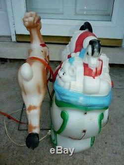 Blow Mold Reindeer Empire Santa Sleigh & Reindeer Christmas Plastic 22