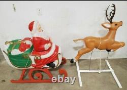 Blow Mold Santa In Sleigh With Reindeer grand venture