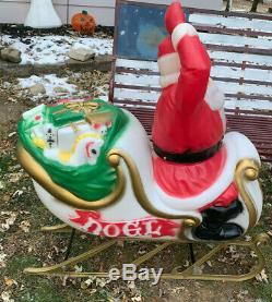 Blow Mold Santa Sleigh Packages Reindeer General Foam Lighted Yard Lawn Decor
