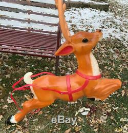 Blow Mold Santa Sleigh Packages Reindeer General Foam Lighted Yard Lawn Decor