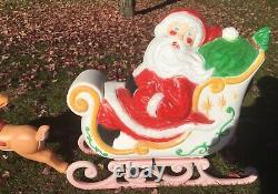 Blow Mold Santa Sleigh & Reindeer Christmas Grand Venture Yard Decorations