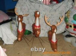 Blow Mold Santa Sleigh With 3 Three Reindeer Local Pickup Only In Erie Pa