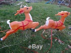 Blow Mold Santa, Sleigh and 3 Reindeer Outdoor Christmas Display Large