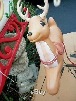 Blow Mold Set Santa Sleigh & Reindeer Grand Venture Lighted Vintage Decor
