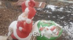 Blowmold Santa Sleigh Empire Noel No Reindeer Lighted Outdoor Decor