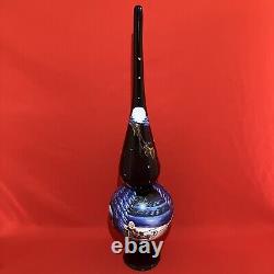 Blown 27 Glass Painted Tree Topper Finial Santa Claus Sleigh Reindeer Ornament