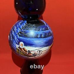 Blown 27 Glass Painted Tree Topper Finial Santa Claus Sleigh Reindeer Ornament
