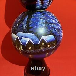 Blown 27 Glass Painted Tree Topper Finial Santa Claus Sleigh Reindeer Ornament