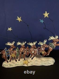 Blue Sky Clayworks Santa in Sleigh and Five Reindeer 2 piece tea light set