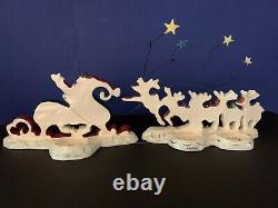 Blue Sky Clayworks Santa in Sleigh and Five Reindeer 2 piece tea light set