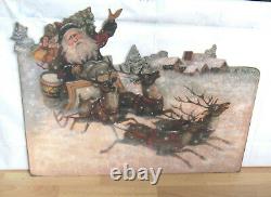 Bonnie Barrett Boardwalk Originals Santas Sleigh Screen Reindeer Signed