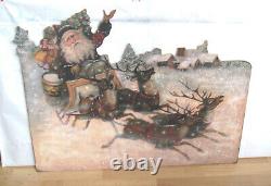 Bonnie Barrett Boardwalk Originals Santas Sleigh Screen Reindeer Signed