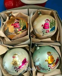 Box Vtg POLAND FANTASIA Santa's Sleigh with Reindeer LARGE Xmas Ornaments RARE