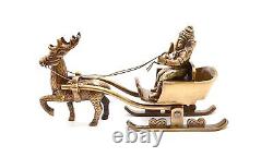 Brass Ganesha's Sleigh Riding Reindeer Santa As Ganesha Showpiece For Home Décor