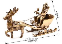 Brass Ganesha's Sleigh Riding Reindeer Santa As Ganesha Showpiece For Home Décor