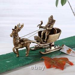 Brass Ganesha's Sleigh Riding Reindeer Santa As Ganesha Showpiece For Home Décor