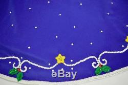 Bucilla Felt 56 Blue Merry Christmas Tree Skirt Santa Reindeer Sleighfinished