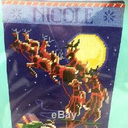 Bucilla TO ALL A GOOD NIGHT 60708 Needlepoint Stocking Santa Sled Reindeer New