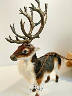 Byers Choice Santa Clause furry reindeer & resin sleigh Dillards Exclusive 2013
