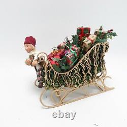 Byers Choice Santa, Elf, 2 Sleighs and Reindeer From 2005 Talbots Set