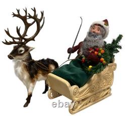 Byers' Choice Santa In Sleigh Caroler With Caribou, Retired Caroler