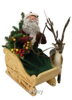Byers' Choice Santa In Sleigh Caroler With Caribou, Retired Caroler