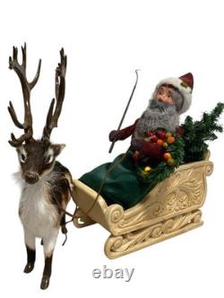 Byers' Choice Santa In Sleigh Caroler With Caribou, Retired Caroler