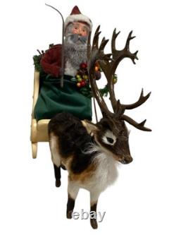Byers' Choice Santa In Sleigh Caroler With Caribou, Retired Caroler