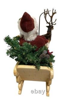 Byers' Choice Santa In Sleigh Caroler With Caribou, Retired Caroler