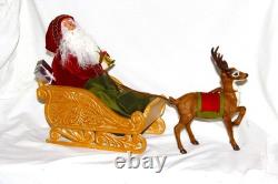 Byers Choice Sleigh Santa with Reindeer Caroler NEW FREE PRIORITY SHIPPING