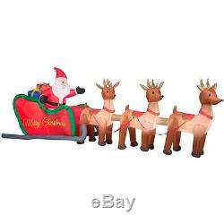 Christmas Inflatable Santa In Sleigh Reindeer Yard Holiday Decor Outdoor New