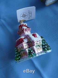 CHRISTOPHER RADKO MIDNIGHT MAGIC 3pc SET SANTA SLEIGH, REINDEER, VICTORIAN HOME