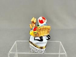 Cardinet Limoges SANTA MOUSE SLEIGH & REINDEER Christmas 2 3/4 Trinket Box MINT