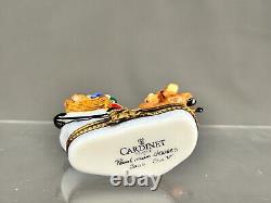 Cardinet Limoges SANTA MOUSE SLEIGH & REINDEER Christmas 2 3/4 Trinket Box MINT