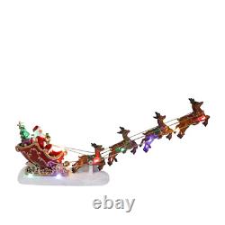 Carole Towne Santa Sleigh with Reindeer Lighted Village Scene