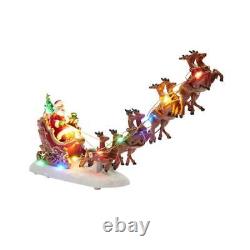 Carole Towne Santa Sleigh with Reindeer Lighted Village Scene