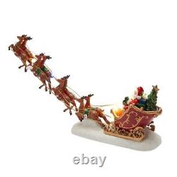 Carole Towne Santa Sleigh with Reindeer Lighted Village Scene