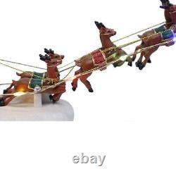 Carole Towne Santa Sleigh with Reindeer Lighted Village Scene