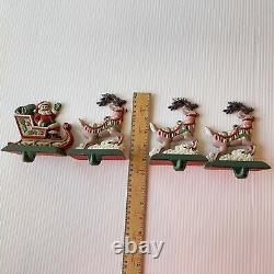 Cast Iron Midwest Cannon Falls Santa Sleigh Reindeer Stocking Holder Hanger FLAW