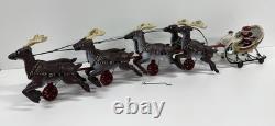 Cast Iron Santa Claus Sleigh & 8 Reindeer Christmas hubley style holiday vintage