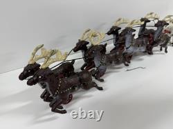 Cast Iron Santa Claus Sleigh & 8 Reindeer Christmas hubley style holiday vintage