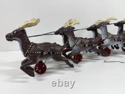 Cast Iron Santa Claus Sleigh & 8 Reindeer Christmas hubley style holiday vintage