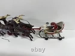 Cast Iron Santa Claus Sleigh & 8 Reindeer Christmas hubley style holiday vintage