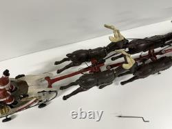 Cast Iron Santa Claus Sleigh & 8 Reindeer Christmas hubley style holiday vintage