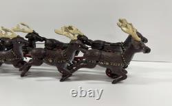 Cast Iron Santa Claus Sleigh & 8 Reindeer Christmas hubley style holiday vintage
