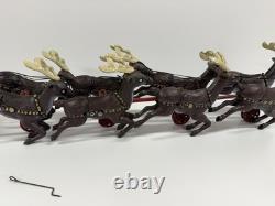 Cast Iron Santa Claus Sleigh & 8 Reindeer Christmas hubley style holiday vintage