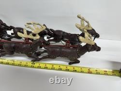 Cast Iron Santa Claus Sleigh & 8 Reindeer Christmas hubley style holiday vintage